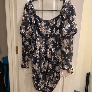 Missguided ruched side milkmaid dress in floral